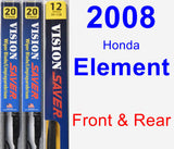 Front & Rear Wiper Blade Pack for 2008 Honda Element - Vision Saver