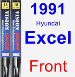 Front Wiper Blade Pack for 1991 Hyundai Excel - Vision Saver