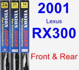Front & Rear Wiper Blade Pack for 2001 Lexus RX300 - Vision Saver