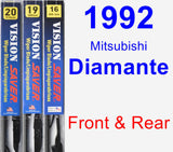 Front & Rear Wiper Blade Pack for 1992 Mitsubishi Diamante - Vision Saver