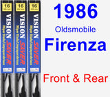 Front & Rear Wiper Blade Pack for 1986 Oldsmobile Firenza - Vision Saver