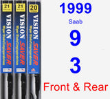 Front & Rear Wiper Blade Pack for 1999 Saab 9-3 - Vision Saver