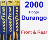 Front & Rear Wiper Blade Pack for 2000 Dodge Durango - Premium