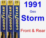 Front & Rear Wiper Blade Pack for 1991 Geo Storm - Premium