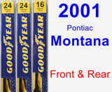 Front & Rear Wiper Blade Pack for 2001 Pontiac Montana - Premium