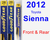 Front & Rear Wiper Blade Pack for 2012 Toyota Sienna - Premium