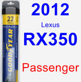 Passenger Wiper Blade for 2012 Lexus RX350 - Assurance