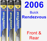 Front & Rear Wiper Blade Pack for 2006 Buick Rendezvous - Hybrid