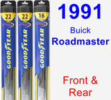 Front & Rear Wiper Blade Pack for 1991 Buick Roadmaster - Hybrid