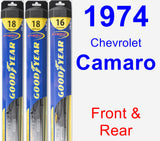 Front & Rear Wiper Blade Pack for 1974 Chevrolet Camaro - Hybrid