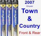 Front & Rear Wiper Blade Pack for 2007 Chrysler Town & Country - Hybrid
