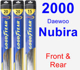 Front & Rear Wiper Blade Pack for 2000 Daewoo Nubira - Hybrid