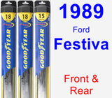 Front & Rear Wiper Blade Pack for 1989 Ford Festiva - Hybrid