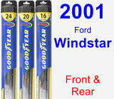 Front & Rear Wiper Blade Pack for 2001 Ford Windstar - Hybrid