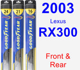 Front & Rear Wiper Blade Pack for 2003 Lexus RX300 - Hybrid