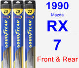 Front & Rear Wiper Blade Pack for 1990 Mazda RX-7 - Hybrid