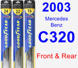 Front & Rear Wiper Blade Pack for 2003 Mercedes-Benz C320 - Hybrid