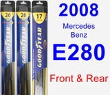 Front & Rear Wiper Blade Pack for 2008 Mercedes-Benz E280 - Hybrid