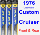 Front & Rear Wiper Blade Pack for 1976 Oldsmobile Custom Cruiser - Hybrid