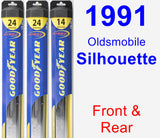 Front & Rear Wiper Blade Pack for 1991 Oldsmobile Silhouette - Hybrid