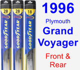 Front & Rear Wiper Blade Pack for 1996 Plymouth Grand Voyager - Hybrid