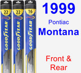 Front & Rear Wiper Blade Pack for 1999 Pontiac Montana - Hybrid